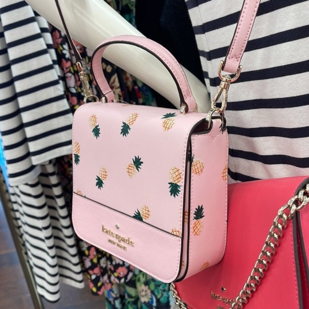 Kate Spade Staci Square Pineapple Crossbody Pink Multi - Picture 12 of 16